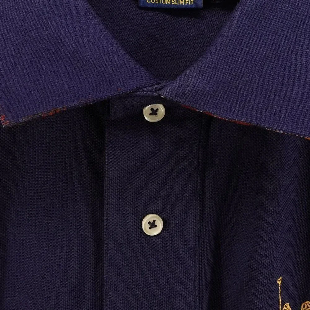Polo Ralph Lauren Men's Slim Fit Lunar New Year Triple-Pony Polo Shirt Blue XXL